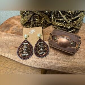 Plunder, Brown Sequin Football Earrings/Bracelet